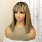 Short 14" Bob Braided Wig | Curly Knotless Box Braids | Synthetic Machine Made Wig | For Black Women