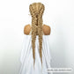 1B/30 Dark Brown Dutch Box Braids Wig | Synthetic Lace Frontal | Fishtail Braids | With Baby Hair | For Black Women