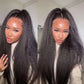 Kinky Straight 360 HD Lace Frontal Wig | Yaki Straight Ponytail Human Hair Wig for Black Women (Transparent Lace, Clearance Sale)