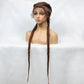 Handmade Double Dutch Cornrow Braided Wig | Natural Black Lace Front | Baby Hair | Kanekalon Synthetic Wig for Women