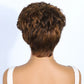 Rebecca Mixed Brown Pixie Cut Wig | Curly Side Part Brazilian Human Hair