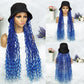 30" Crochet Afro Dreadlocks Bucket Hat Wig | Synthetic Braided Hair | Curly Ends | Black Women