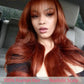 Natural Color 24" Body Wave Wig with Bangs | 180% Density Remy Human Hair Middle Part Lace