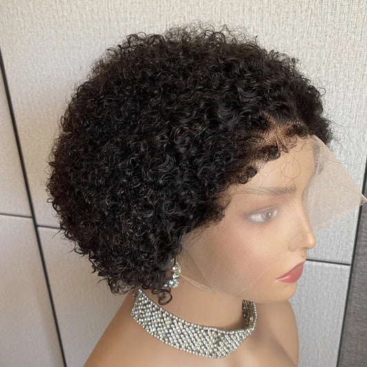 Glueless Kinky Curly Pixie Bob Wig | Short Brazilian Human Hair (Ready-to-Wear, Realistic Scalp)