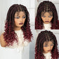 Burgundy Boho Knotless Braids Bob Wig with Curly Ends | Full Lace