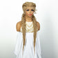 1B/30 Dark Brown Dutch Box Braids Wig | Synthetic Lace Frontal | Fishtail Braids | With Baby Hair | For Black Women