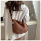Women's Corduroy Shoulder Bag | Casual Striped Large Capacity Tote with Zipper (Cute Hat Patch, Everyday Use)