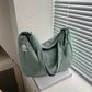 Women's Corduroy Shoulder Bag | Casual Striped Large Capacity Tote with Zipper (Cute Hat Patch, Everyday Use)