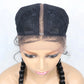 Handmade Double Dutch Cornrow Braided Wig | Natural Black Lace Front | Baby Hair | Kanekalon Synthetic Wig for Women