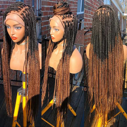 Ready-to-Ship 28" Center Part Box Braids Wig | 13x4 Lace Front | Middle Part | Kanekalon