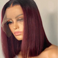 Wine Red Ombre 1B-99J Straight Bob Wig | 13x4 Transparent Lace Front Brazilian Human Hair