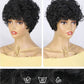 Cut Short Curly Wigs for Women | Glueless Synthetic Full Wigs with Bangs (Daily Wear & Go, Heat Resistant, Black Color for Beginners)