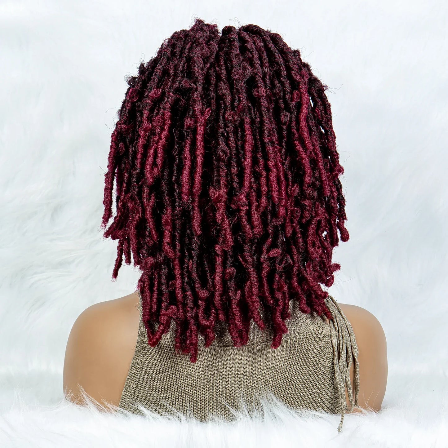 16" Short Knotless Butterfly Locs Wig | Synthetic Lace Front