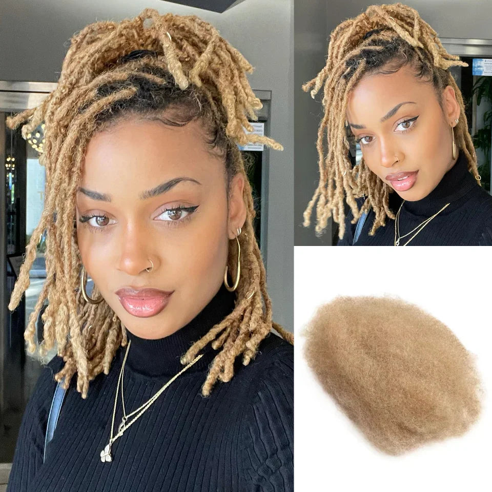 QVR Afro Kinky Curly Bulk Human Hair | No Attachment | Remy Hair | Natural Color | Dreadlock & Braiding Hair