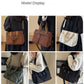 Female Large Capacity Corduroy Tote Bag | New Korean Style Fashion Women's Shoulder Crossbody Bag (Worker Commuter Handlebag)
