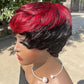 Short Pixie Cut Wig Human Hair | Machine Made Wig with Bangs | Brazilian Remy Hair | Pixie Wig for Black Women