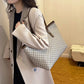 Large Capacity Shoulder Bag for Women | PU Leather Handbag for Commuting & Casual Use (Versatile Tote Bag, Geometric Pattern)