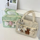 Y2K Ulzzang Ita Bag for Women | Trendy Polka Dot Canvas Shoulder & Underarm Tote (Transparent Pocket, Youth Fashion)