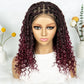 Short Bohemian Box Braids Wig | Full Lace | Curly Ends | Baby Hair | Synthetic Boho Wig