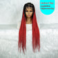 Colorful Knotless Box Braids Wig | Full Lace Cornrows | Large Braids