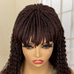 Short 14" Bob Braided Wig | Curly Knotless Box Braids | Synthetic Machine Made Wig | For Black Women