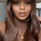 Dark Brown & Ginger Blonde Straight Wig | 13x4 Transparent Lace Front Peruvian Human Hair (Pre-Plucked)