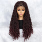 Knotless Box Braided Wig with Curly Ends & Baby Hair | Synthetic Lace Front Wig for Black Women