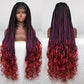 36" Water Wave Braided Wig | Lace Front | Baby Hair | Long Braids