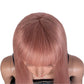 Dirty Pink Straight Human Hair Wig with Bangs | Full Machine Made Brazilian Remy for Women (Wear & Go)
