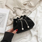 Luxury Women's Horseshoe Bucket Bag | New High Quality PU Leather One Shoulder Handbag (Exquisite Rivet & Chain Design)