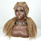 22" Box Braids Full Lace Wig | Two Curly Ponytails | Baby Hair | Synthetic Braided Wig