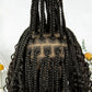 Short Bohemian Box Braids Wig | Full Lace | Curly Ends | Baby Hair | Synthetic Boho Wig