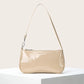 Retro Solid Color PU Leather Shoulder Bag | Fashionable Women's Casual Designer Hobo Underarm Handbag (Baguette Shape, All Seasons)