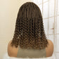 Short 14" Bob Braided Wig | Curly Knotless Box Braids | Synthetic Machine Made Wig | For Black Women