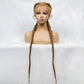 Handmade Double Dutch Cornrow Braided Wig | Natural Black Lace Front | Baby Hair | Kanekalon Synthetic Wig for Women