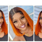 180% Density Dark Root Ginger Ombre Straight Bob Wig | Transparent T-Part Lace Front Human Hair