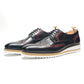 Italy Men's Wingtip Derby Shoes | Classic Modern Color Block Oxfords (Height Increasing, Genuine Leather)