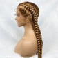 Handmade Double Dutch Cornrow Braided Wig | Natural Black Lace Front | Baby Hair | Kanekalon Synthetic Wig for Women