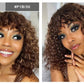 Highlight Honey Blonde Jerry Curly Pixie Bob Wig with Bangs | Full Machine Made Human Hair