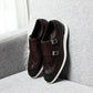 Luxury Men's Double Buckle Monk Strap Flats | Genuine Leather Casual Walk Shoes (Dark Brown, Black)