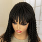Short 14" Bob Braided Wig | Curly Knotless Box Braids | Synthetic Machine Made Wig | For Black Women