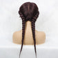 24" Dutch Cornrow Box Braid Wig | Lace Front Synthetic Wig with Baby Hair | Afro Wig for Black Women | High-Temp Fiber