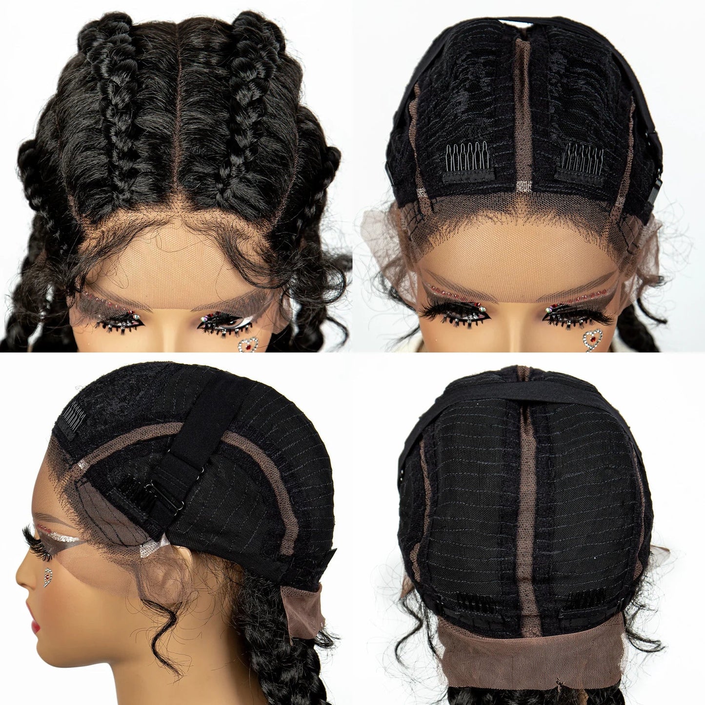 36" 27/613 Blonde Cornrow Braided Wig | Lace Frontal Box Braids | Synthetic Wig with Baby Hair for Black Women