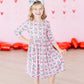 SALE Disco Bows 3/4 Sleeve Pocket Twirl Dress