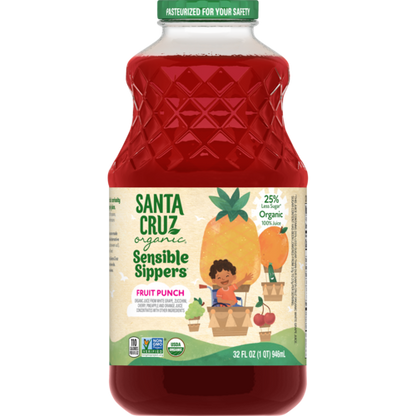 Santa Cruz Organic Juice Sensible Sipper Fruit Punch 6-Pack, 32 Fl Oz Each