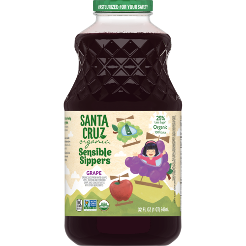 Santa Cruz Organic Juice Sensible Sipper Grape (Pack of 6) 32 Fl. Oz.