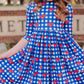 SMU Plaid Mustang 3/4 Sleeve Pocket Twirl Dress