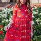SMU Red Mustang 3/4 Sleeve Pocket Twirl Dress