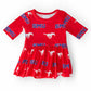 SMU Red Mustang 3/4 Sleeve Twirl Bodysuit