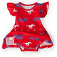 SMU Red Mustang Flutter Twirl Bodysuit